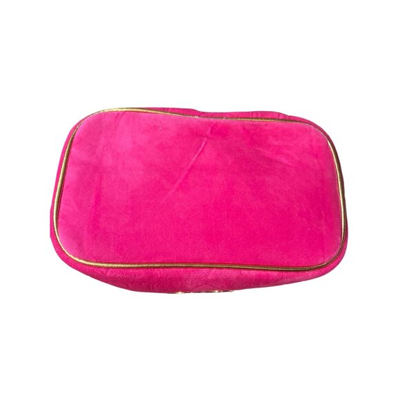 Juicy Couture NWOT Pink Velvet Embossed Crown Zipper Makeup Bag With Gold Handle - Picture 6 of 8